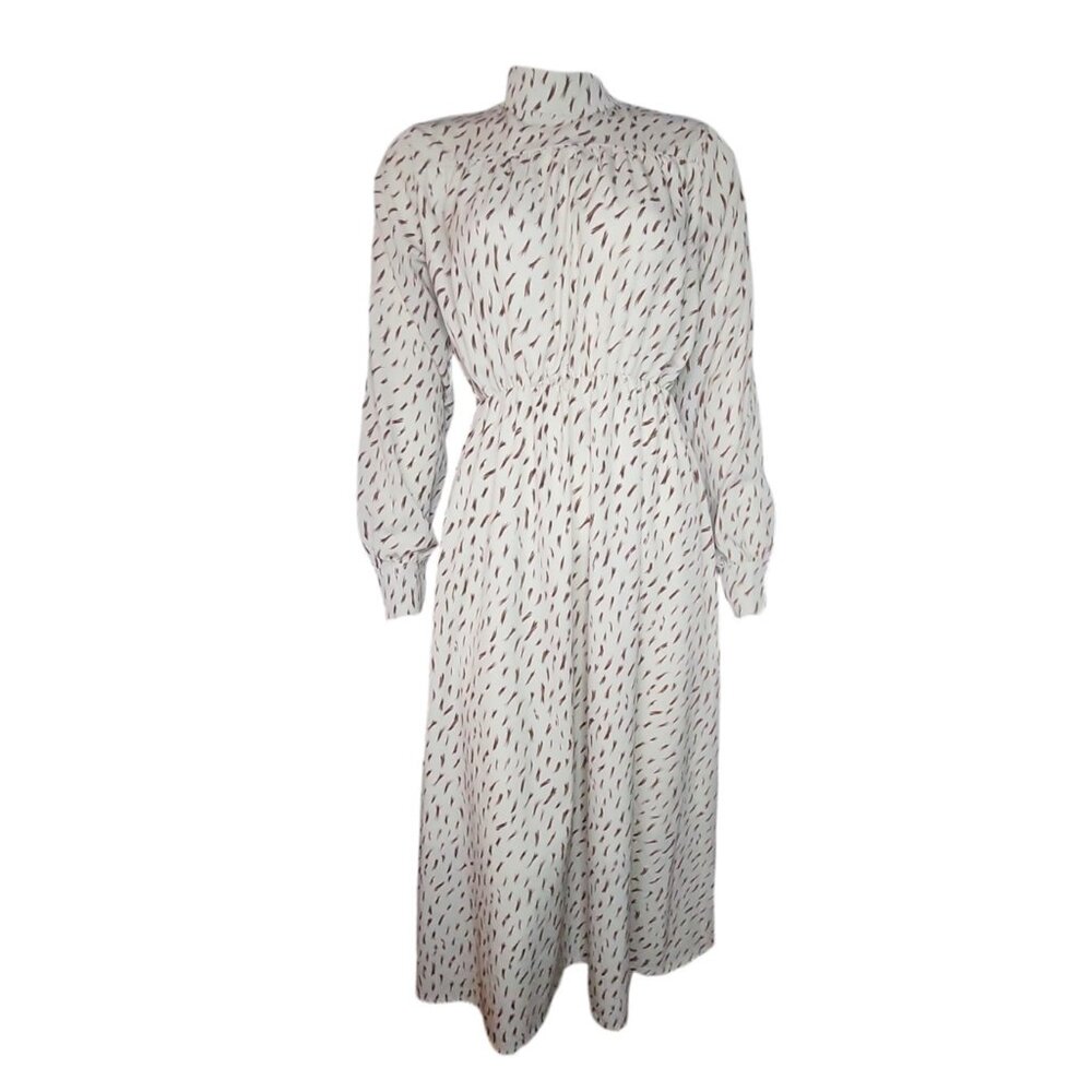 Toppies Dress Womens Size M Medium Cream Brown Patterned Long Dress Cottage Core
